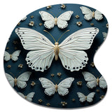 White Black Butterfly Fluttering Wings Butterflies - Asymmetric Metal Wall Art