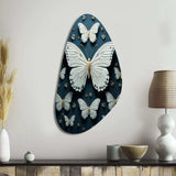 White Black Butterfly Fluttering Wings Butterflies - Asymmetric Metal Wall Art