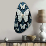 White Black Butterfly Fluttering Wings Butterflies - Asymmetric Metal Wall Art