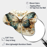 Teal Beige Butterfly Intricate Patterns - Asymmetric Metal Wall Art