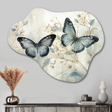 Blue Beige Butterfly Wings Of Serenity - Asymmetric Metal Wall Art