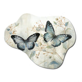 Blue Beige Butterfly Wings Of Serenity - Asymmetric Metal Wall Art