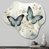 Blue Beige Butterfly Wings Of Serenity - Asymmetric Metal Wall Art