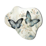 Blue Beige Butterfly Wings Of Serenity - Asymmetric Metal Wall Art