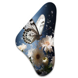 White Butterfly Portrait Vibrant - Asymmetric Metal Wall Art