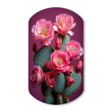 Pink Green Cactus Desert Bloom Prickly I - Asymmetric Metal Wall Art