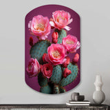 Pink Green Cactus Desert Bloom Prickly I - Asymmetric Metal Wall Art