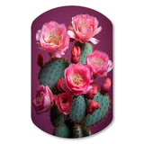 Pink Green Cactus Desert Bloom Prickly I - Asymmetric Metal Wall Art