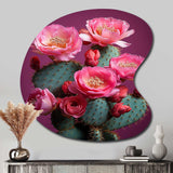 Pink Green Cactus Desert Bloom Prickly I - Asymmetric Metal Wall Art