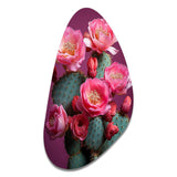 Pink Green Cactus Desert Bloom Prickly I - Asymmetric Metal Wall Art