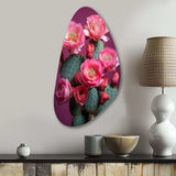 Pink Green Cactus Desert Bloom Prickly I - Asymmetric Metal Wall Art