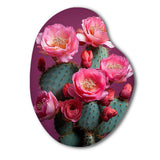 Pink Green Cactus Desert Bloom Prickly I - Asymmetric Metal Wall Art