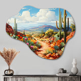 Coral Green Cactus Desert Guardian Organ - Asymmetric Metal Wall Art