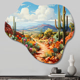 Coral Green Cactus Desert Guardian Organ - Asymmetric Metal Wall Art