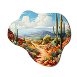 Coral Green Cactus Desert Guardian Organ - Asymmetric Metal Wall Art