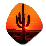 Orange Black Cactus Desert Sunset Saguaro - Asymmetric Metal Wall Art