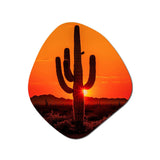 Orange Black Cactus Desert Sunset Saguaro - Asymmetric Metal Wall Art