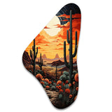 Orange Yellow Cactus Desert Sunset Saguaro - Asymmetric Metal Wall Art