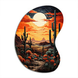 Orange Yellow Cactus Desert Sunset Saguaro - Asymmetric Metal Wall Art