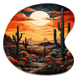 Orange Yellow Cactus Desert Sunset Saguaro - Asymmetric Metal Wall Art