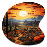 Yellow Green Cactus Desert Sunset Saguaro - Asymmetric Metal Wall Art