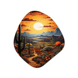 Yellow Green Cactus Desert Sunset Saguaro - Asymmetric Metal Wall Art