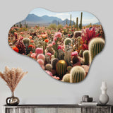 Green Pink Cactus Field II - Asymmetric Metal Wall Art