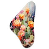 Peach Green Cactus Representation Multicolored Acrylic V - Asymmetric Metal Wall Art