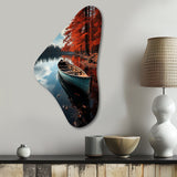 Canada Autumn Canoe - Asymmetric Metal Wall Art