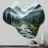 Canada Misty Mountains - Asymmetric Metal Wall Art