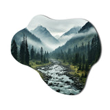 Canada Misty Mountains - Asymmetric Metal Wall Art