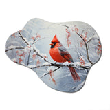 Canada Red Cardinal Bird Winter Wonderland IV - Asymmetric Metal Wall Art