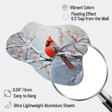 Canada Red Cardinal Bird Winter Wonderland IV - Asymmetric Metal Wall Art