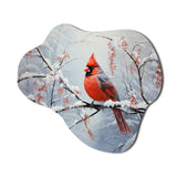 Canada Red Cardinal Bird Winter Wonderland IV - Asymmetric Metal Wall Art