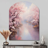 Pink Cherry Blossom Romantic Impression IV - Asymmetric Metal Wall Art