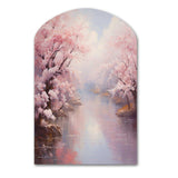 Pink Cherry Blossom Romantic Impression IV - Asymmetric Metal Wall Art