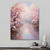 Pink Cherry Blossom Romantic Impression IV - Asymmetric Metal Wall Art