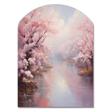 Pink Cherry Blossom Romantic Impression IV - Asymmetric Metal Wall Art