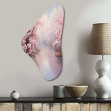 Pink Cherry Blossom Romantic Impression IV - Asymmetric Metal Wall Art