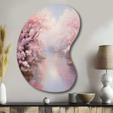 Pink Cherry Blossom Romantic Impression IV - Asymmetric Metal Wall Art