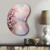 Pink Cherry Blossom Romantic Impression IV - Asymmetric Metal Wall Art