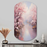 Pink Cherry Blossom Romantic Impression IV - Asymmetric Metal Wall Art