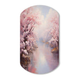 Pink Cherry Blossom Romantic Impression IV - Asymmetric Metal Wall Art