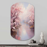 Pink Cherry Blossom Romantic Impression IV - Asymmetric Metal Wall Art