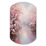 Pink Cherry Blossom Romantic Impression IV - Asymmetric Metal Wall Art