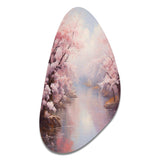 Pink Cherry Blossom Romantic Impression IV - Asymmetric Metal Wall Art