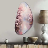 Pink Cherry Blossom Romantic Impression IV - Asymmetric Metal Wall Art