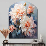 Peach Chrysanthemums Romantic Impression I - Asymmetric Metal Wall Art