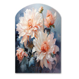 Peach Chrysanthemums Romantic Impression I - Asymmetric Metal Wall Art