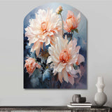 Peach Chrysanthemums Romantic Impression I - Asymmetric Metal Wall Art